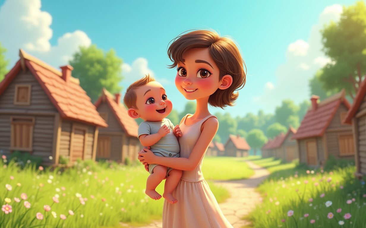 Мать держит ребенка на руках