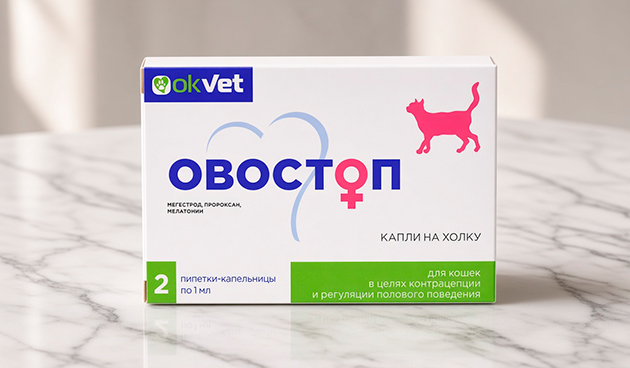 Капли на холку для контрацепции и регуляции полового поведения у кошек «Овостоп»