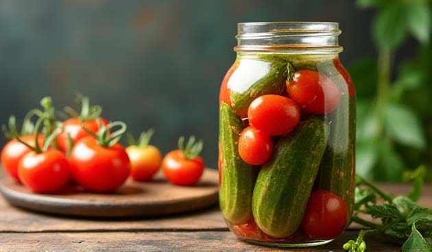 Маринованные огурцы и помидоры