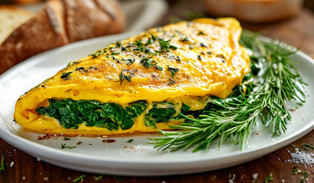 Омлет со шпинатом и сыром