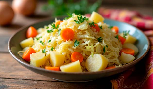 С картошкой и луком