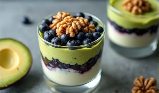 Слоеный дерет из авокадо и голубики