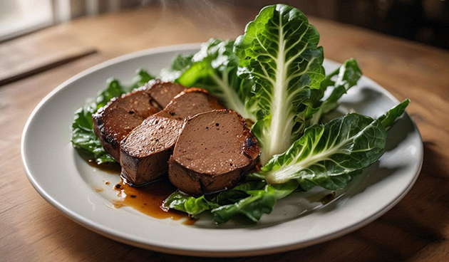 Телячья печень с цикорием