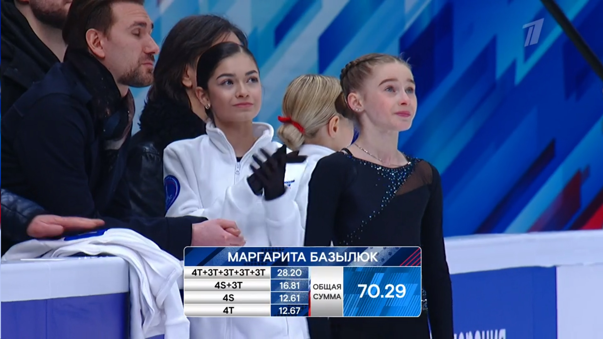 Маргарита Базылюк увидела чемпионские баллы. Фото: стоп-кадр прямого эфира