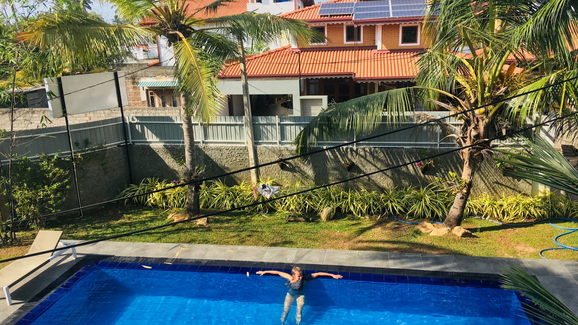 Вид на парк и бассейн отеля в Негомбо.